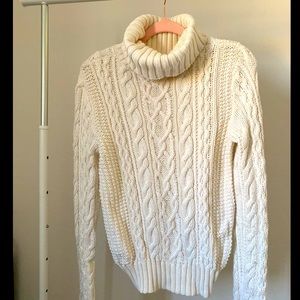Ralph Lauren Cream Thick Turtle Neck Knit Cotton Sweater US Size XL